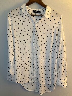Apt. 9 White Blouse with Black Polka Dots